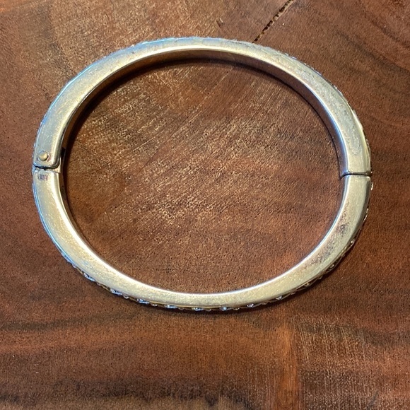 BRIGHTON vintage silver and inset crystal thin woven hinge clasp bangle Bracelet - Picture 2 of 6